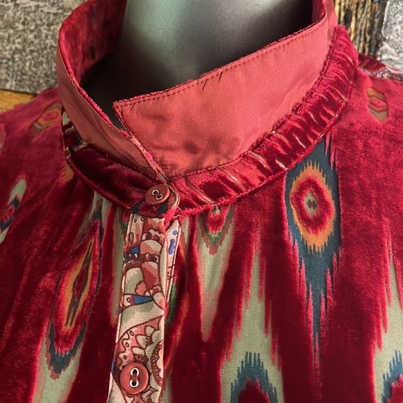 Johnny Was Silk Velvet Feather Burnout Mara Blouse Top Shirt  XXL MSRP $310 New - Picture 10 of 14
